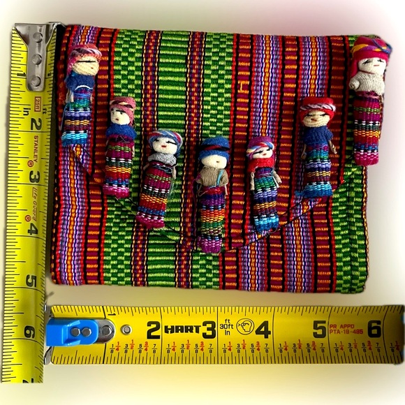 HANDMADE Mexican Guatemalan Worry Doll Coin Purse Bag Handbag Clutch Cross Body - Picture 9 of 17